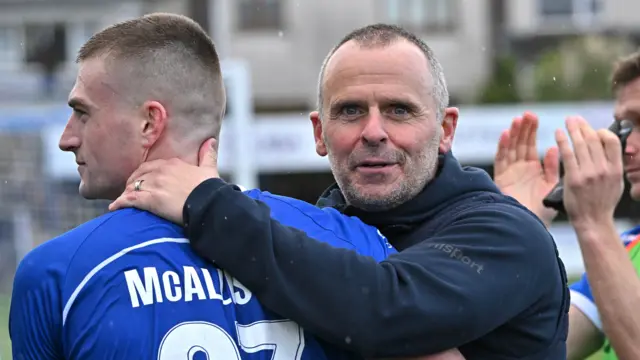 Sean McAllister with Dungannon Swifts manager Rodney McAree