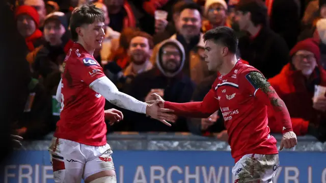 Scarlets celebrate try