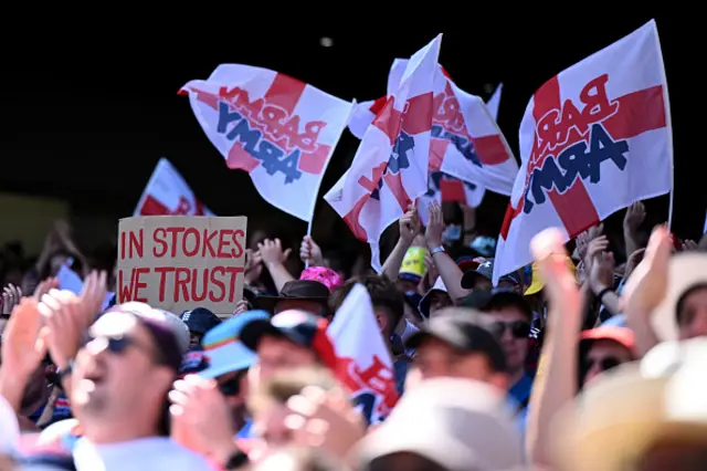 England fans display a sign in support of England captain Ben Stokes