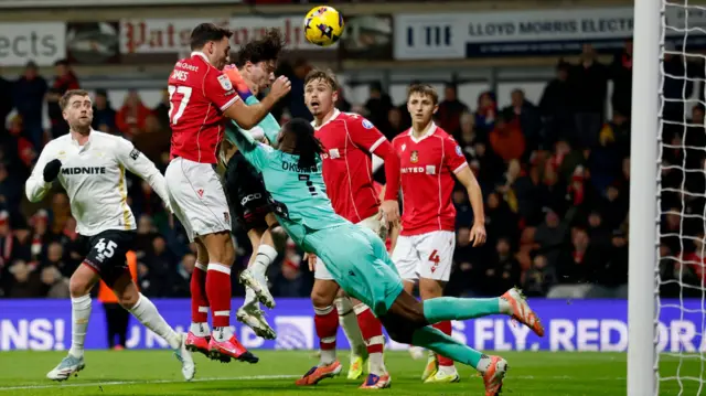 Callum O'Hare heads in Sheffield United's third goal at Wrexham