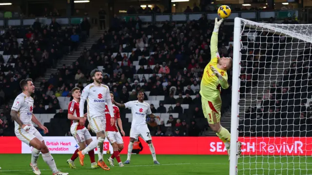 Connor Ripley with a flying save