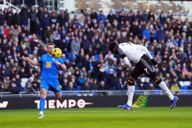 Patrick Agyemang heads Derby in front at Birmingham City