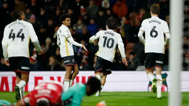 Callum O'Hare runs off to celebrate scoring against Wrexham