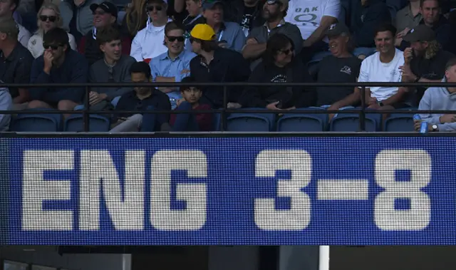 A display show England have lost three early wickets
