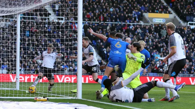 Jack Robinson scrambles home Birmingham City's equalising goal against Derby