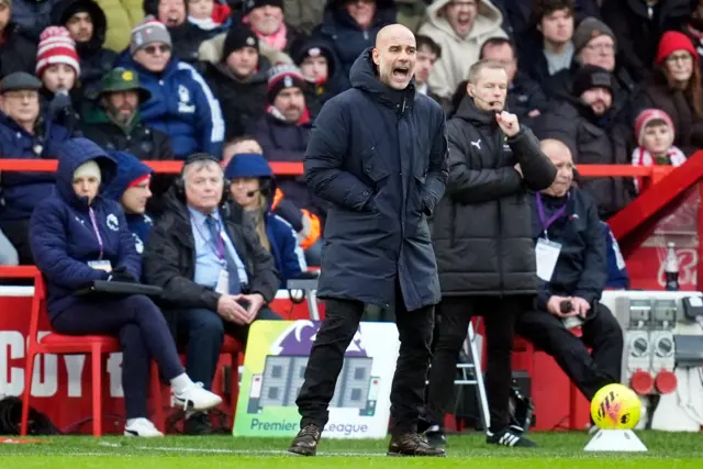 Manager Josep Guardiola of Manchester City during the English Premier League match between Nottingham Forest and Manchester Cit