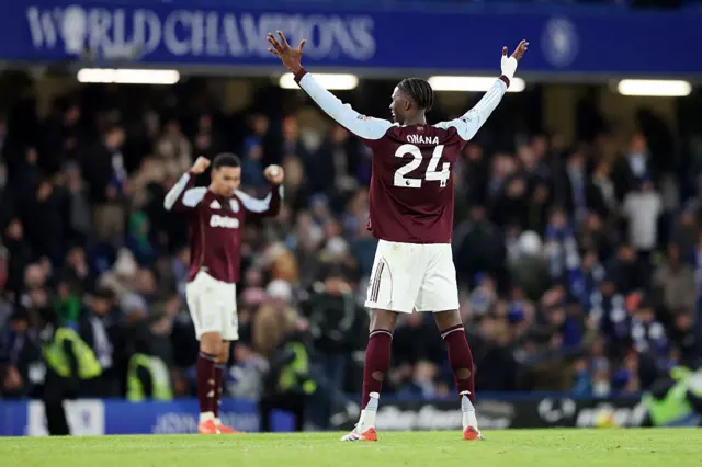 Amadou Onana of Aston Villa celebrates
