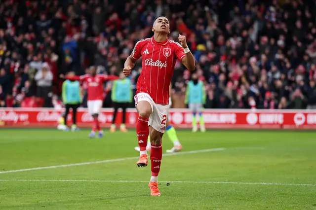 Omari Hutchinson of Nottingham Forest celebrates scoring his team's first goal d