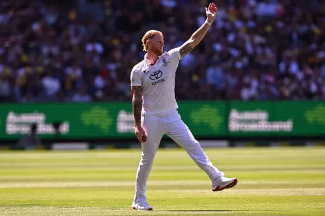England's Ben Stokes prepares to bowl