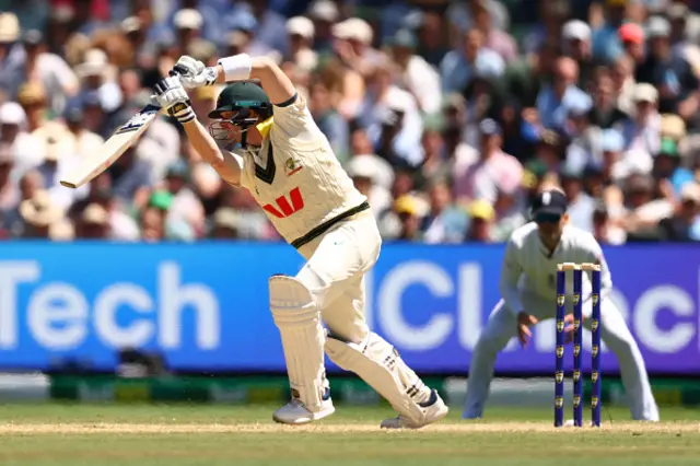 Steve Smith of Australia plays a shot