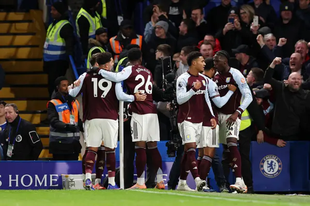 Ollie Watkins of Aston Villa celebrates scoring his team's second goal