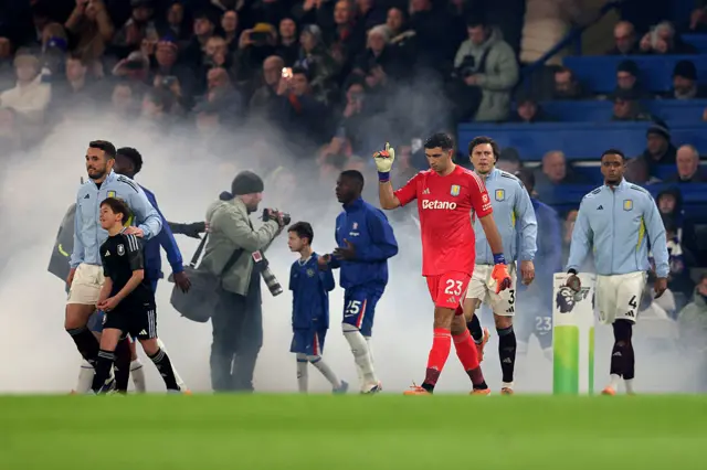 Players walk out