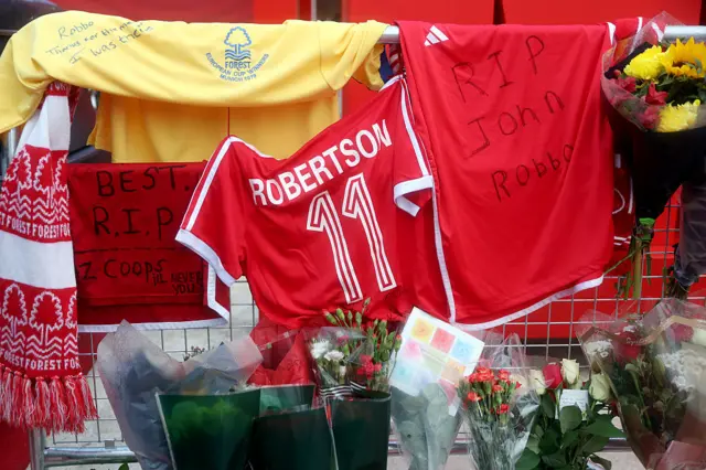Tributes for Robertson outside the City Ground