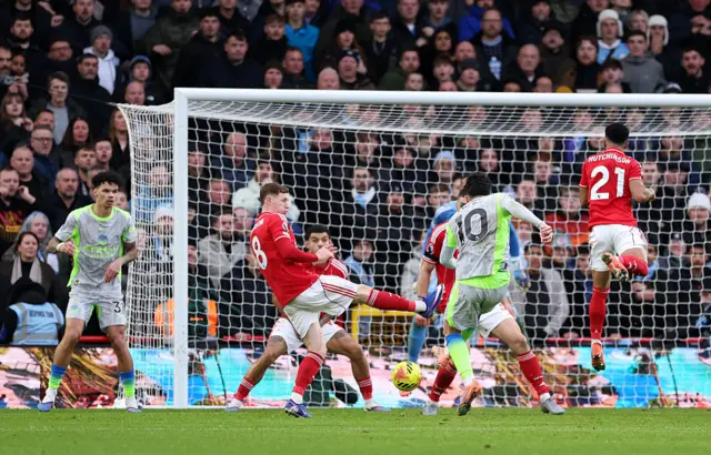 Rayan Cherki of Manchester City scores his team's second goal