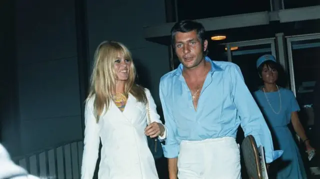Brigitte Bardot and her third husband, German industrialist Gunter Sachs, at Los Angeles International Airport