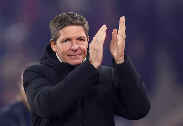 Oliver Glasner, Manager of Crystal Palace, applauds prior to the Premier League match between Crystal Palace and Tottenham Hotspur at Selhurst Park on December 28, 2025 in London, England.