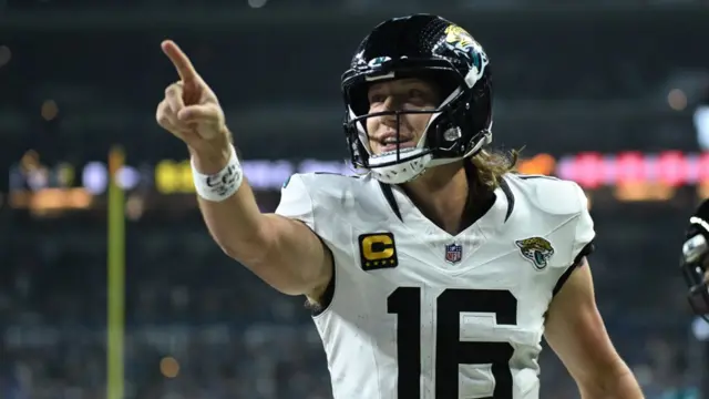 Trevor Lawrence celebrates a touchdown for the Jacksonville Jaguars against the Indianapolis Colts