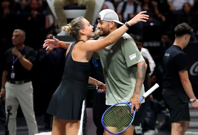 Sabalenka and Kyrgios hug
