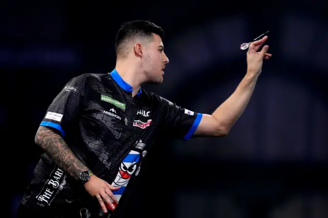 England's Ryan Meikle during his match against England's Justin Hood on day sixteen of the Paddy Power World Darts Championship at the Alexandra Palace, London
