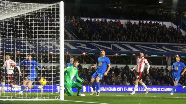 Cameron Archer scores the equaliser for Southampton at Birmingham