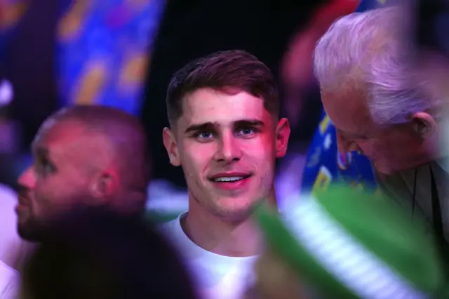 Micky van de Ven in the audience on day sixteen of the Paddy Power World Darts Championship at the Alexandra Palace, London