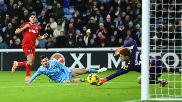 Carl Rushworth parries away Ivan Azon's low strike