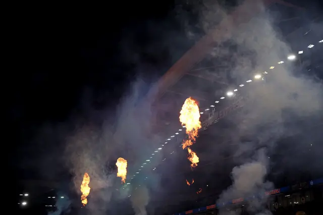 pyrotechnics at the Amex stadium