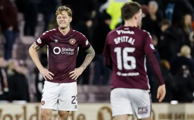 Hearts remain top of the table on goal difference