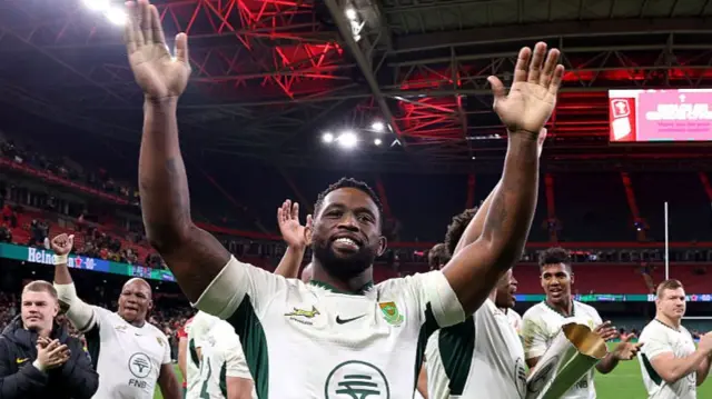 Siya Kolisi, the South Africa captain celebrates