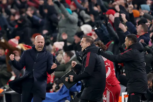 Arne Slot celebrates