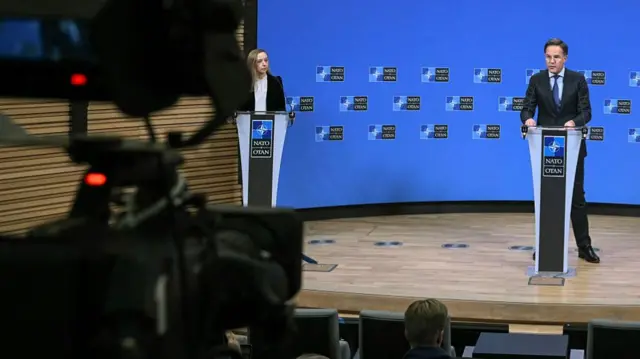 Mark Rutte at a podium