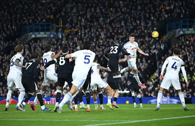 Jaka Bijol heads the ball