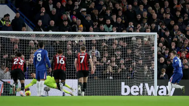 Cole Palmer of Chelsea scores his penalty