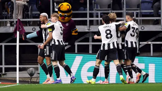 Joelinton of Newcastle United celebrates