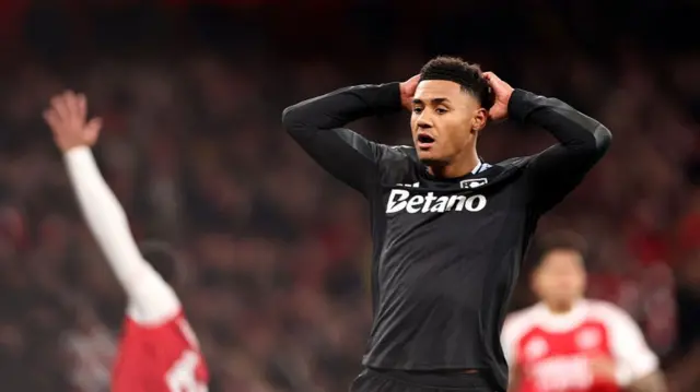 Ollie Watkins of Aston Villa reacts