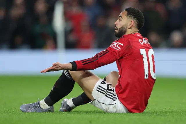 Matheus Cunha of Manchester United reacts