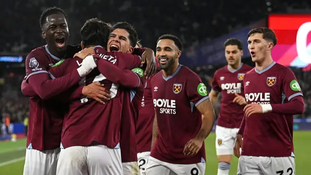 Lucas Paqueta of West Ham United celebrates scoring