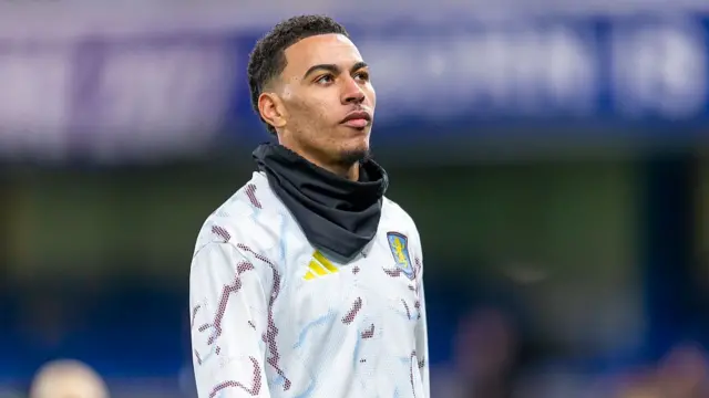 Morgan Rogers of Aston Villa warms up
