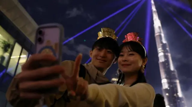 Couple posing for selfie