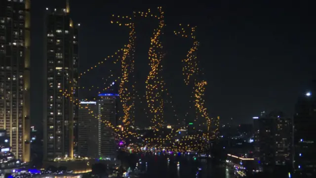 Drone display showing a ship