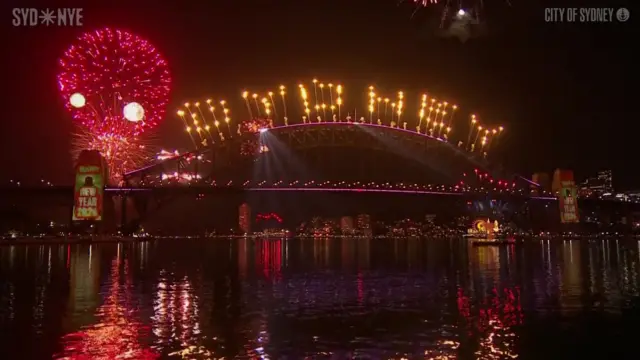 Sydney spelled out in fireworks
