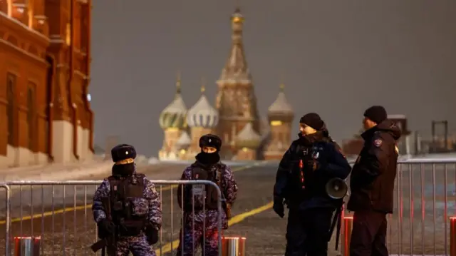 Police block off Red Square in Moscow