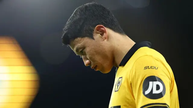 Hwang Hee-Chan looks dejected during Wolves' defeat to Nottingham Forest.