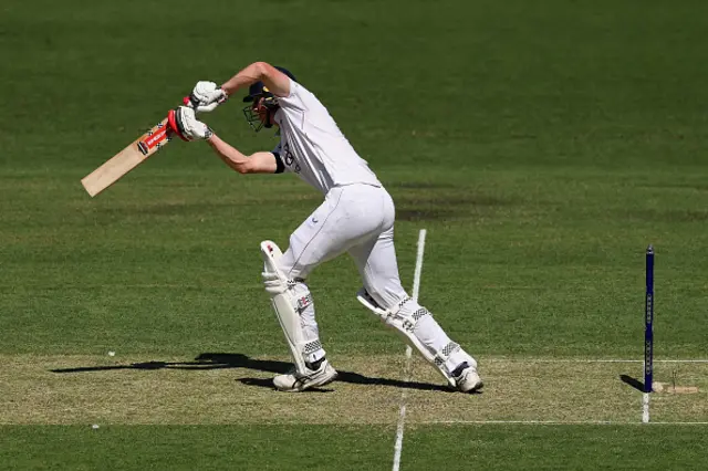 Zak Crawley of England bats during day one
