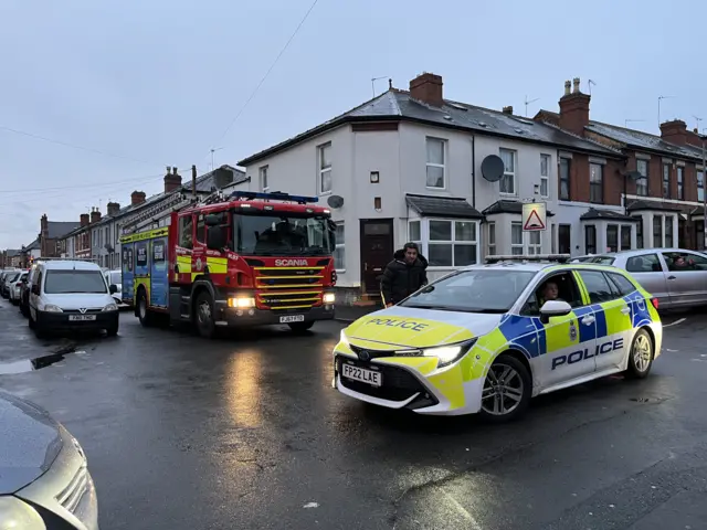 Police at the scene of Derby evacuation