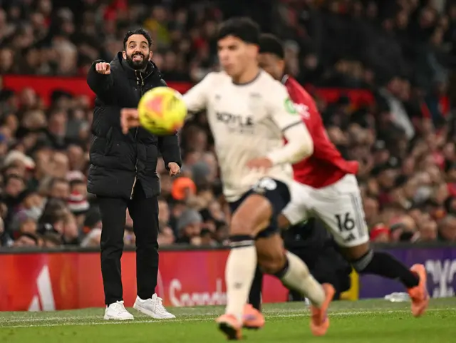 Ruben Amorim instructs his players from the touchline
