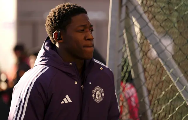 Kobbie Mainoo arriving before the Premier League match at Selhurst Park