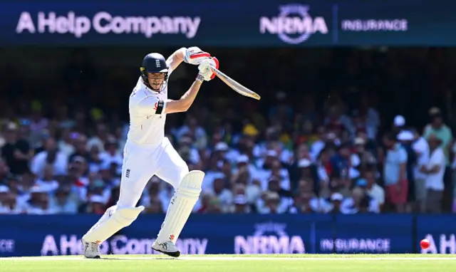 Zak Crawley of England hits the ball to the boundary