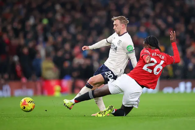 Ayden Heaven fouls Jarrod Bowen