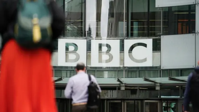 A file photo of the outside of the BBC building - the letters BBC feature above the entrance